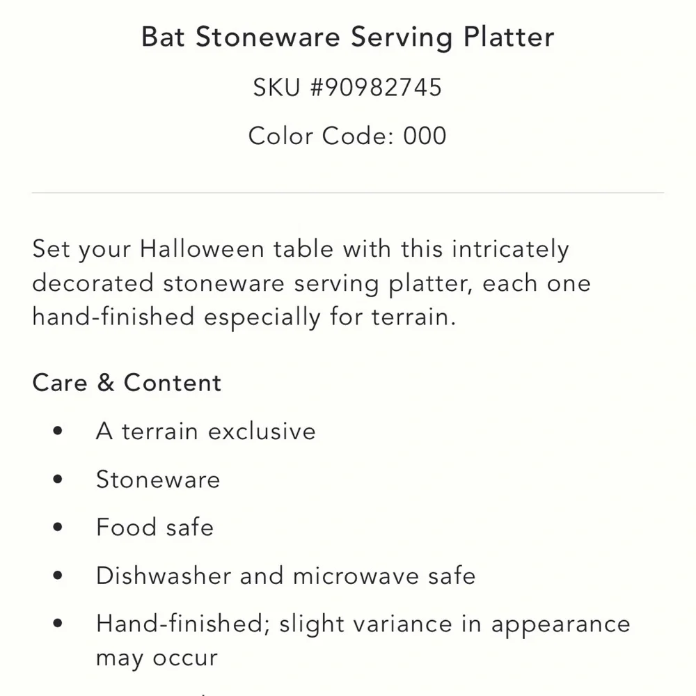 LAST ONE ✨Anthropologie Bat Stoneware Serving Platter - Picture 4 of 6